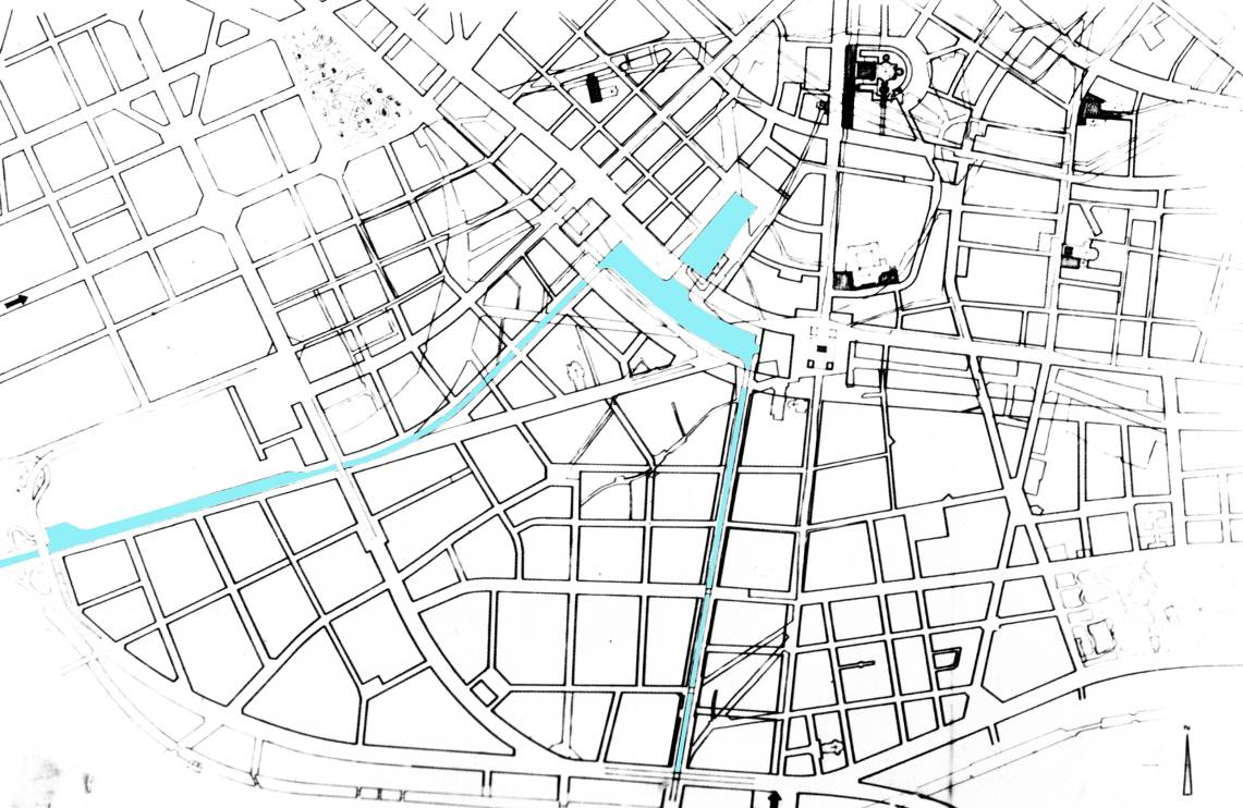de Finetti, Piano per la ricostruzione di Milano, zona di Porta Ticinese acque,