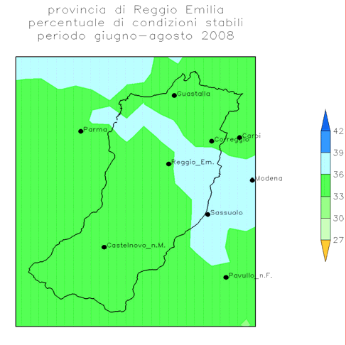 Di seguito si riportano le percentuali di condizioni stabili nelle quattro stagioni dell anno 27