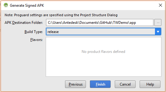 Creazione del file APK Una volta creata