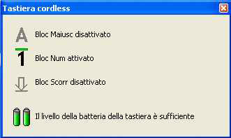 Uso del computer VAIO Iformazioe sulla tastiera È possibile cotrollare il livello di carica delle batterie facedo clic sull'icoa della tastiera seza fili che si trova ella barra delle applicazioi di