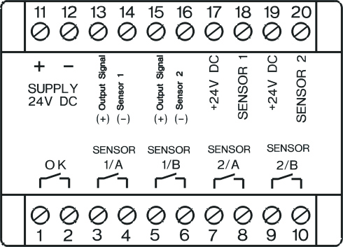 6 Dati elettrici Segnale d'ingresso: Uscite: 2 segnali di corrente (4.