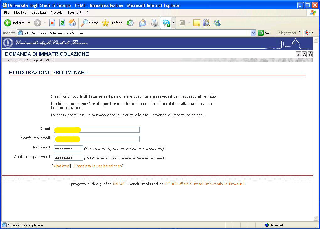 2. Nella fase di registrazione vengono poste delle domande preliminari