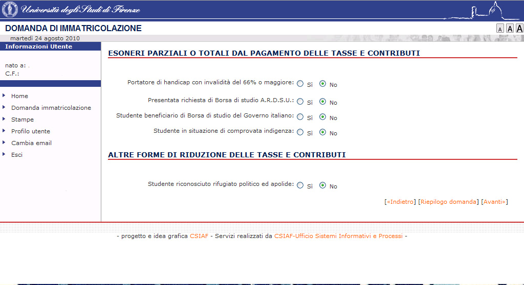 Lo studente dovrà ricollegarsi successivamente e portare a termine la procedura.