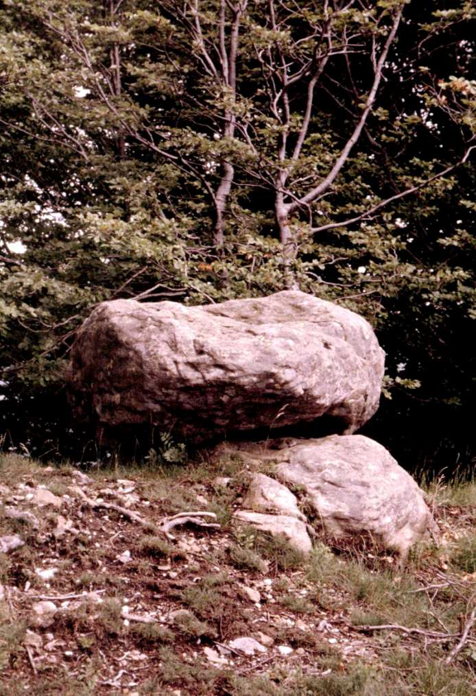 L equilibrio del masso superiore è realizzato con delle specie di zeppe in pietra (figura 6) e pur non dimenticando che lo sfasciume naturale crea spesso curiose formazioni, si può ipotizzare che