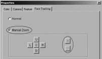 Zoom digitale La funzione di zoom digitale della webcam Sweex può essere attivata selezionando Manual Zoom nella stessa scheda di Face tracking.