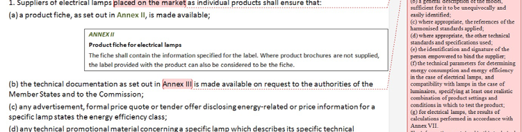 AZIONALE PRODUTTO ASSOCIAZIONE NA Requisiti di informazione per le lampade (Art. 3) 1.