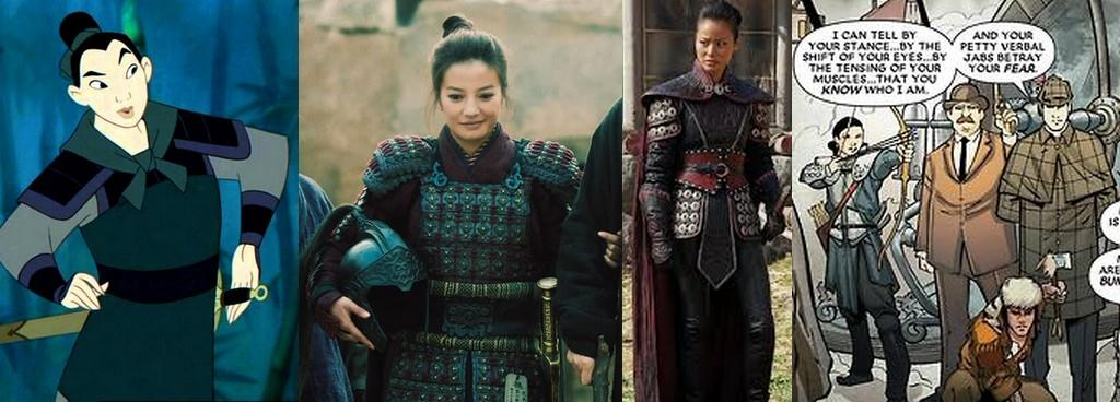 1 Differenti rappresentazioni di Mulan in diversi contesti, in ordine da sinistra: nel film
