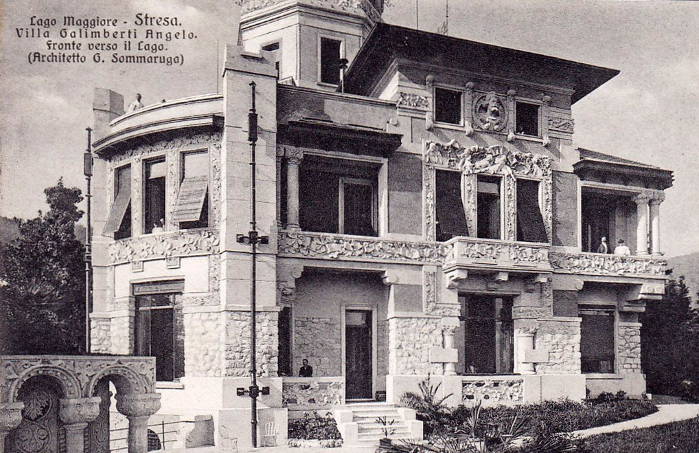 Palazzzne: Palazzina Salmoiraghi (1906-1907), Palazzina Comi (1906-1909), Palazzina Galimberti (1908-1910), disegni riprodotti.