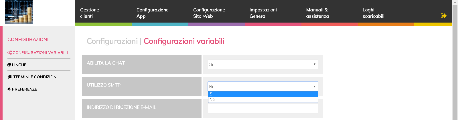 OK Verrai reindirizzato direttamente sulla pagina delle configurazioni.