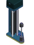 FRD SPOOL CARRIAGE Spool carriage with mechanical brake on return roller. Brake engagement/release device to facilitate hooking the film to the base of the pallet.