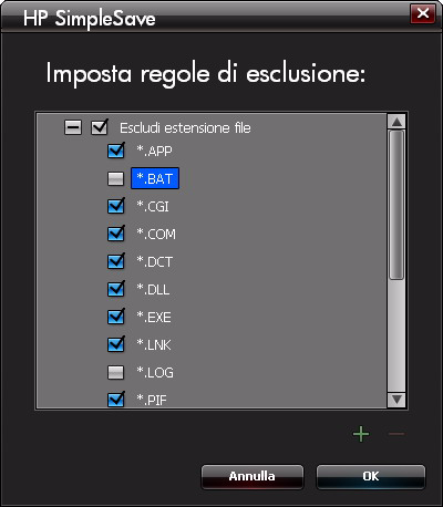 Se, ad esempio, si desidera effettuare il backup di tutto il contenuto a eccezione dei video, occorre deselezionare la casella Video Files (File video).