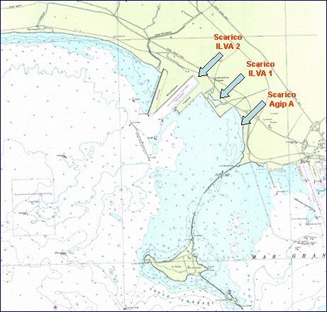 Principali scarichi industriali Portata oraria Portata giornaliera Scarichi ILVA 145000m 3 /ora 3480000 m 3 /giorno Scarico ENI 10000m 3