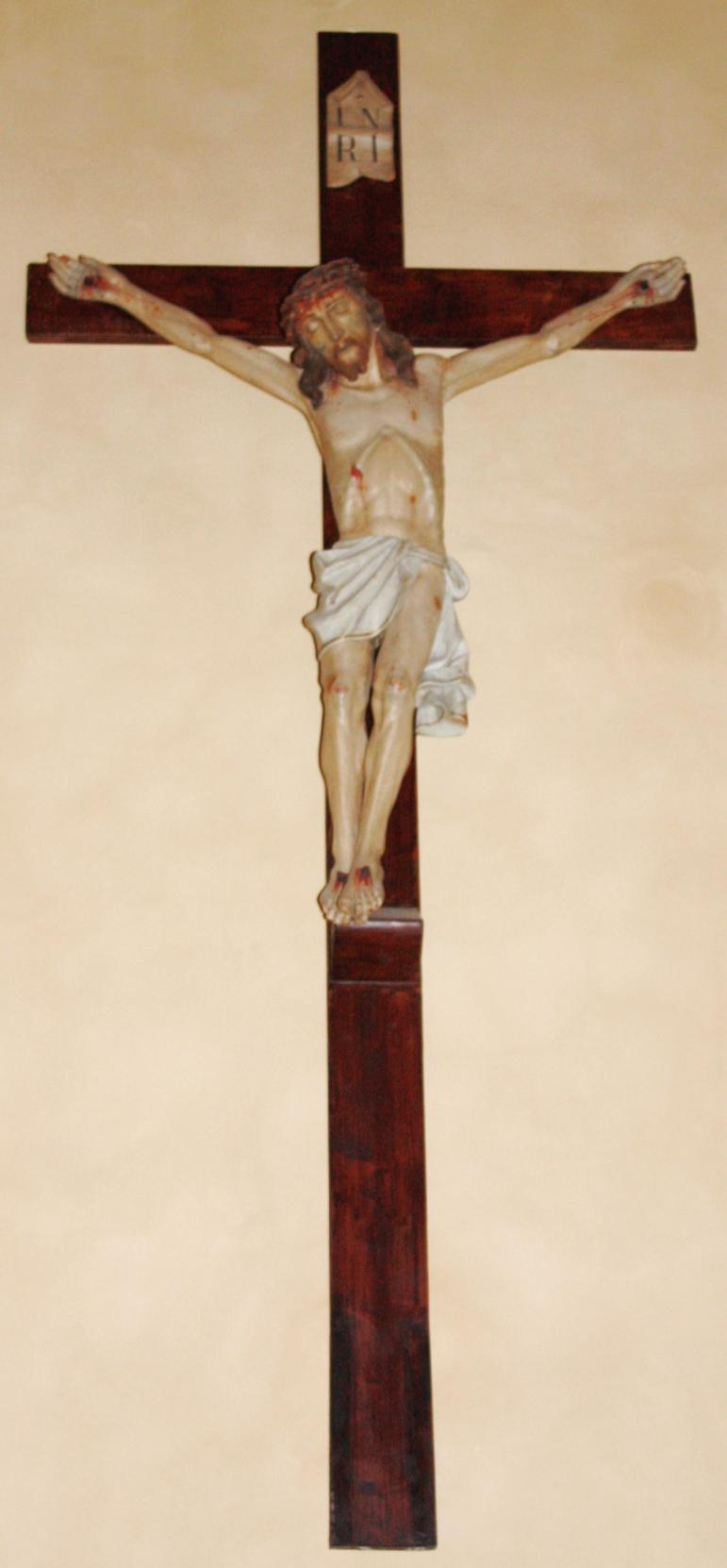 Presbiterio: Crocifisso ligneo del sec. XVI. Da M.L. Ceccarelli Lemut, G.