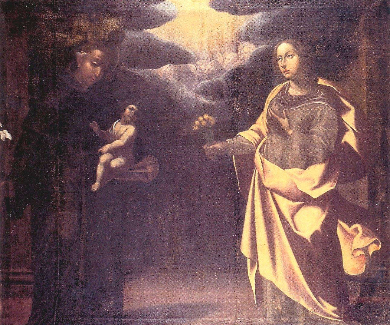 Navata sinistra: Ignoto di scuola fiorentina fine 1600, Sant Antonio da Padova, olio su tela, cm. 145x121.
