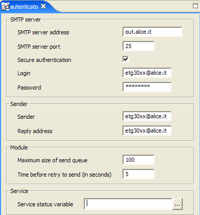 SM_0047 Teleassistenza professionale con & GPRS CONFIGURAZIONE DEL SERVIZIO E-MAIL DEL MODULO : Parametri di accesso