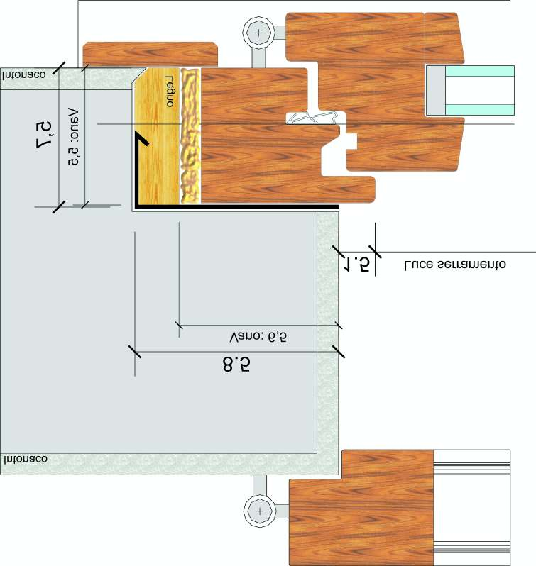 SOLO INFISSO E TAGLIO TERMICO (Falso in legno+lamiera) Solo infisso con falso in lamiera e taglio termico: Falso telaio in lamiera 20gg.) Luce architettonica + cm.