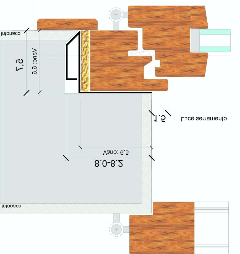 SOLO INFISSO (Falso in lamiera) Solo infisso con falso in lamiera: Falso telaio in lamiera 25gg.) Luce architettonica + cm.18 Profondità mazzetta consigliata: cm.