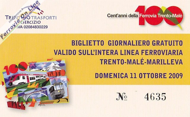 A tutti i viaggiatori è stato consegnato un biglietto commemorativo a ricordo dell'evento. Fabio Veronesi - 15 ottobre 2009 Ferrovie.