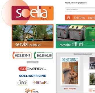 AREA WEB Come programmato, nel 2011 è stato effettuato un restyling del sito della Capogruppo SOELIA.