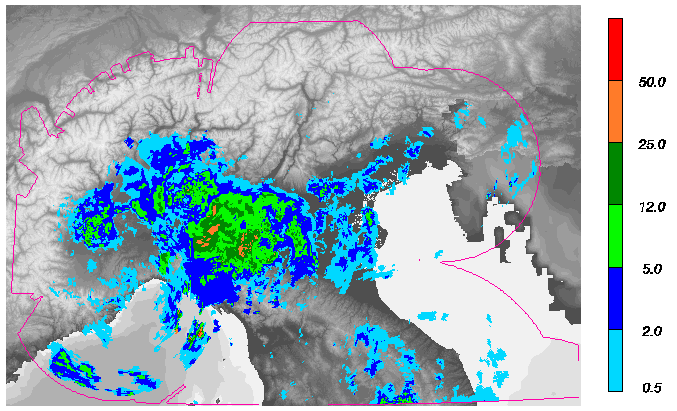 A differenza dei fenomeni precedenti, confinati quasi esclusivamente sull Italia settentrionale, le precipitazioni del pomeriggio interessano anche l'italia centrale e, anche se in
