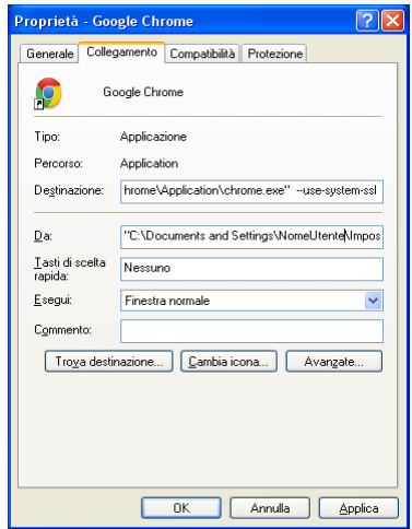 Figura 15 Configurazione del browser google Chrome 2.