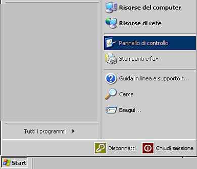 Figura 2 Menu Windows XP Se il sistema operativo è Microsoft Windows 2000 Professional: 1.