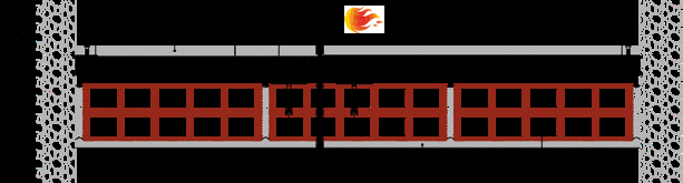 2_CONTROPARETE MGO FIRE PLUS C27/40 RESISTENZA AL FUOCO: EI 120 2) Montante 50x27 mm sp. 0,6 mm 3) Staffa regolabile sp. 1 mm 4) Guida 30x28 m sp.