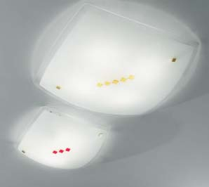 Appliques e lampade a soffitto Descrizione prodotto: Plafoniera in vetro da soffitto o parete Alimentazione a 220 V ca Fissaggio