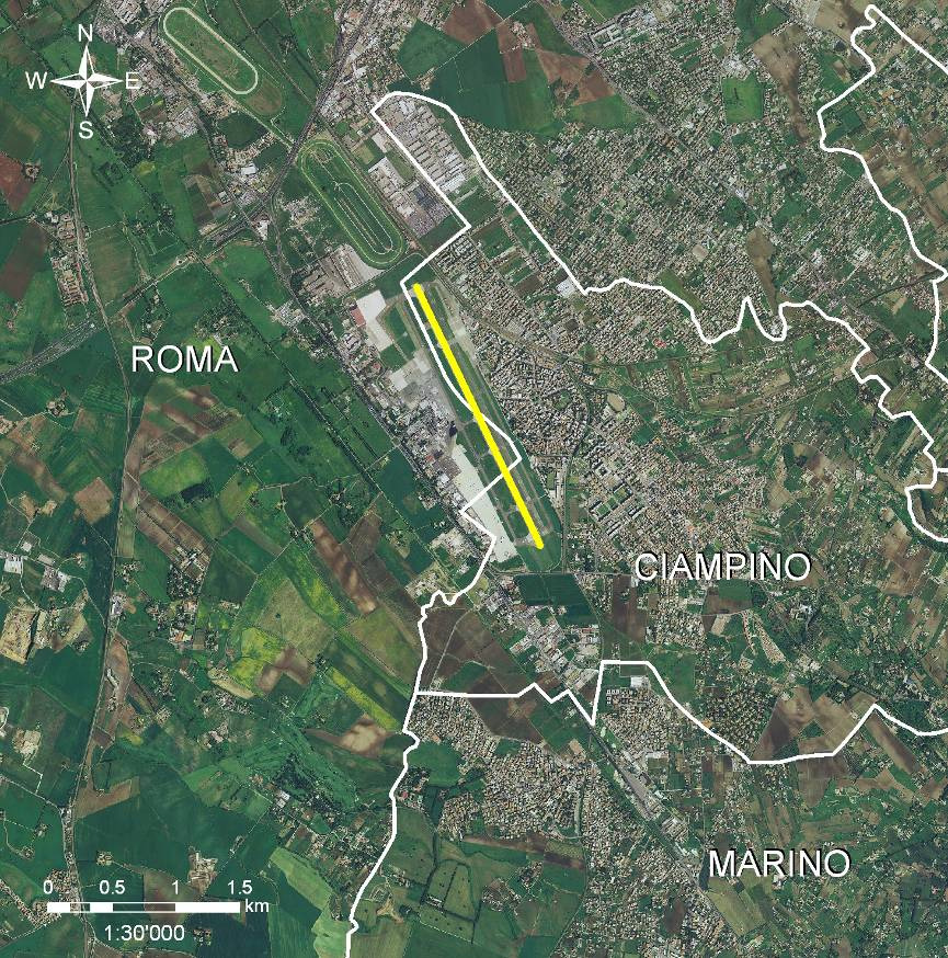 3. DESCRIZIONE AEROPORTO G.B. PASTINE L aeroporto G. B. Pastine di Ciampino è il secondo aeroporto del Lazio ed è compreso nel territorio dei comuni di Roma, Ciampino e Marino.
