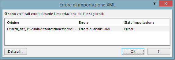 documento XML utilizzando il menu Apri di Excel, B) Selezionare le modalità di