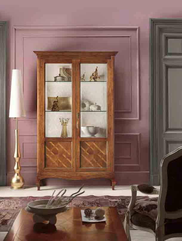 dining rooms ARTICOLO H012 Vetrina 2 porte piccola con bugne intarsiate. Small showcase 2 beveled inlay doors. cm. L.