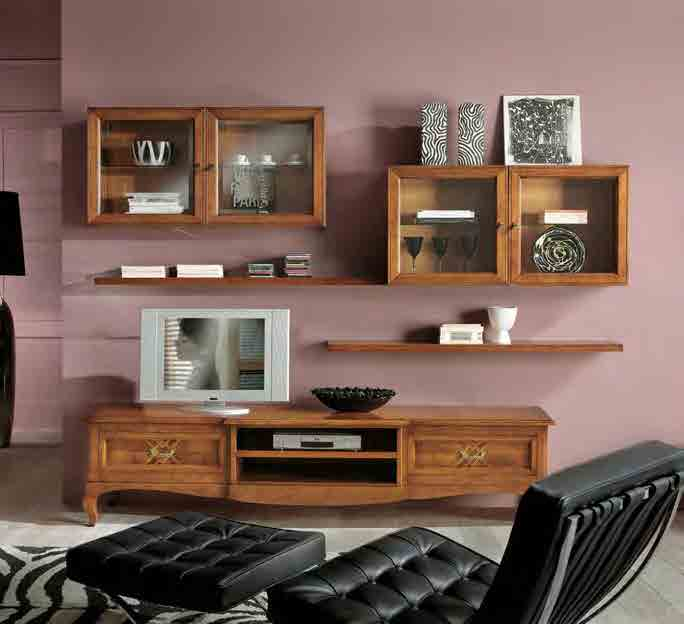 living-rooms ARTICOLO H014 Porta TV con bugne intarsiate.