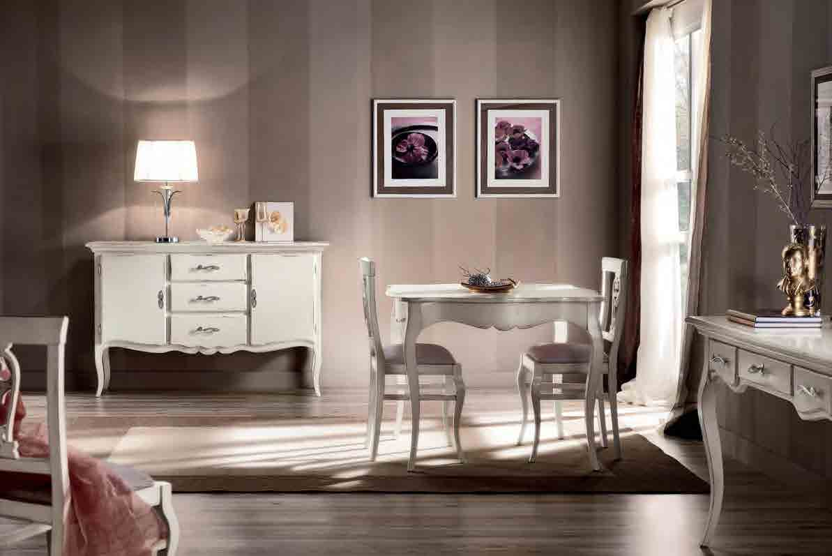 dining rooms ARTICOLO H613 Credenza con 2 porte e 3 cassetti. 2 doors sideboard with 3 drawers. cm. L. 150 P. 45 H. 96 M 3 0,75 Kg. 60 ARTICOLO H614 Tavolo quadrato sagomato fisso.