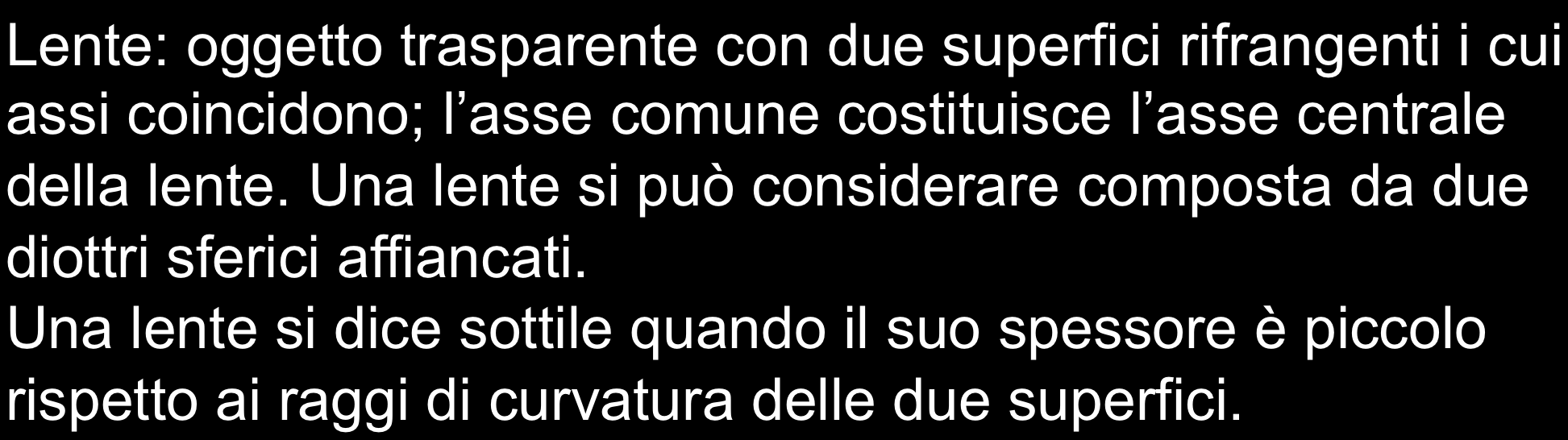 LENTI SOTTILI Lete: oggetto trasarete co due suerici rirageti i cui assi