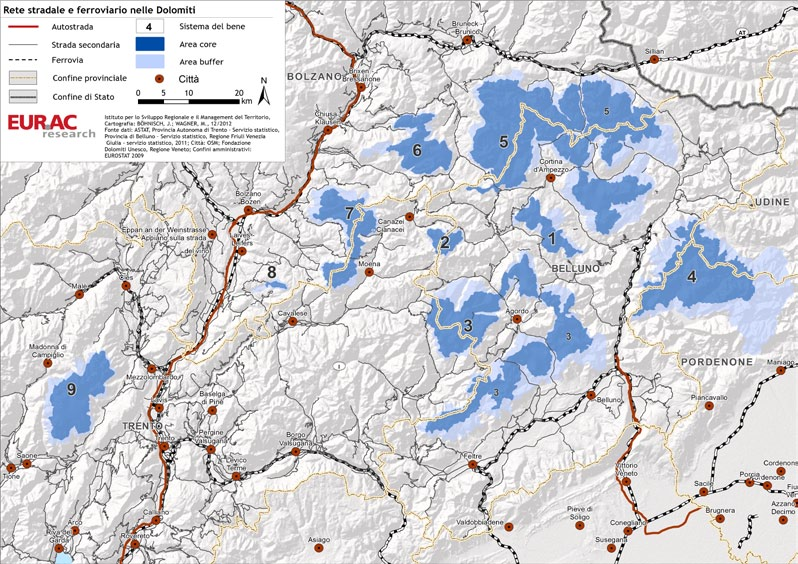 Individuazione delle criticità e dei potenziali generali per le Dolomiti Patrimonio UNESCO Data la recente iscrizione delle Dolomiti nella World Heritage List, si verifica un potenziale di formazione