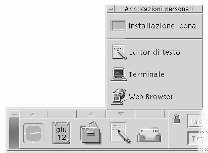 Nella configurazione iniziale, esso contiene i seguenti controlli: Installazione icona Area di rilascio usata per aggiungere applicazioni al pannello secondario.