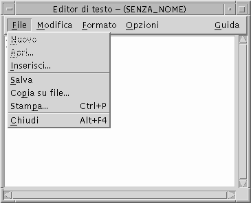 Figura 10 15 Editor di testo con il menu