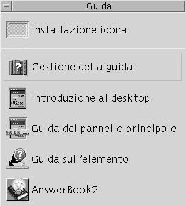 Il pannello secondario della guida permette inoltre di ottenere informazioni sul desktop e sul Pannello principale, ed offre una guida contestuale per il Pannello principale e i