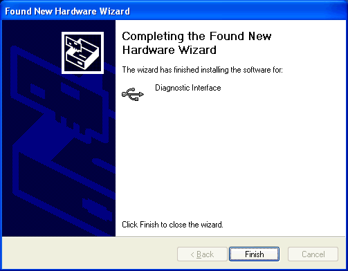 Istruzioni per l'installazione Windows USB driver per interfaccia Dopo aver completato con successo l'installazione, viene visualizzato il messaggio seguente: - Cliccare su Finish, per concludere la