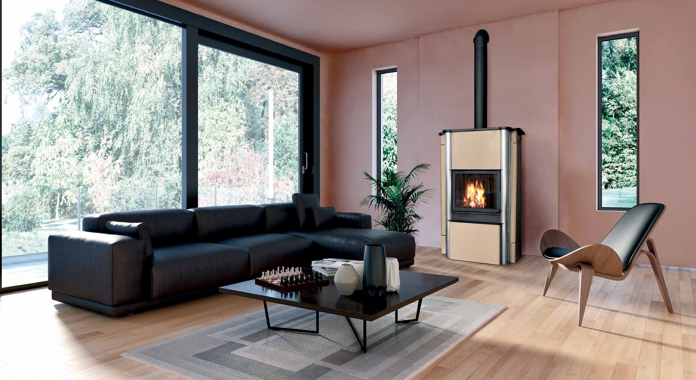 1 modello: FOGHEa ARIA legna pellet 18-19 kw Le termostufe legna pellet combinate Foghea Aria consentono di riscaldare l ambiente