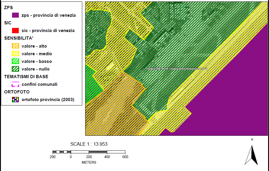 Figura B - Sensibilità dell area, come da cartografia