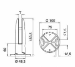 Piedi per balaustre Balustrades supports NEWS 2014 PIEDE PER BALAUSTRA Con base tonda Acciaio AISI 316 satinato Per vetro da 12 a 17,52 mm BALUSTRADE SUPPORT With round base Satin