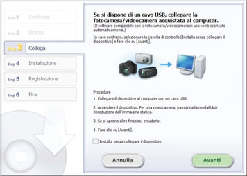 Collegare la fotocamera al computer quando viene visualizzato un messaggio nel quale è richiesto di eseguire questa operazione. Aprire lo sportello con la fotocamera spenta ( ).