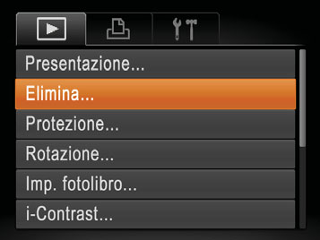 Eliminazione delle immagini Filmati È possibile scegliere ed eliminare singolarmente le immagini non più necessarie.