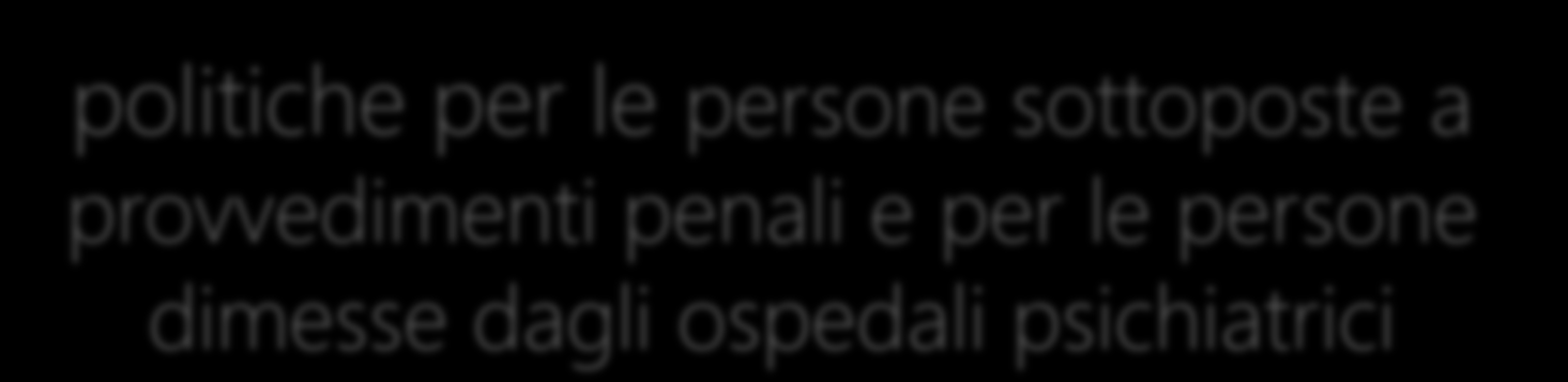 politiche per le persone sottoposte a provvedimenti penali e per le persone dimesse dagli ospedali psichiatrici Il sistema integrato attiva servizi ed interventi in favore delle persone dimesse dagli