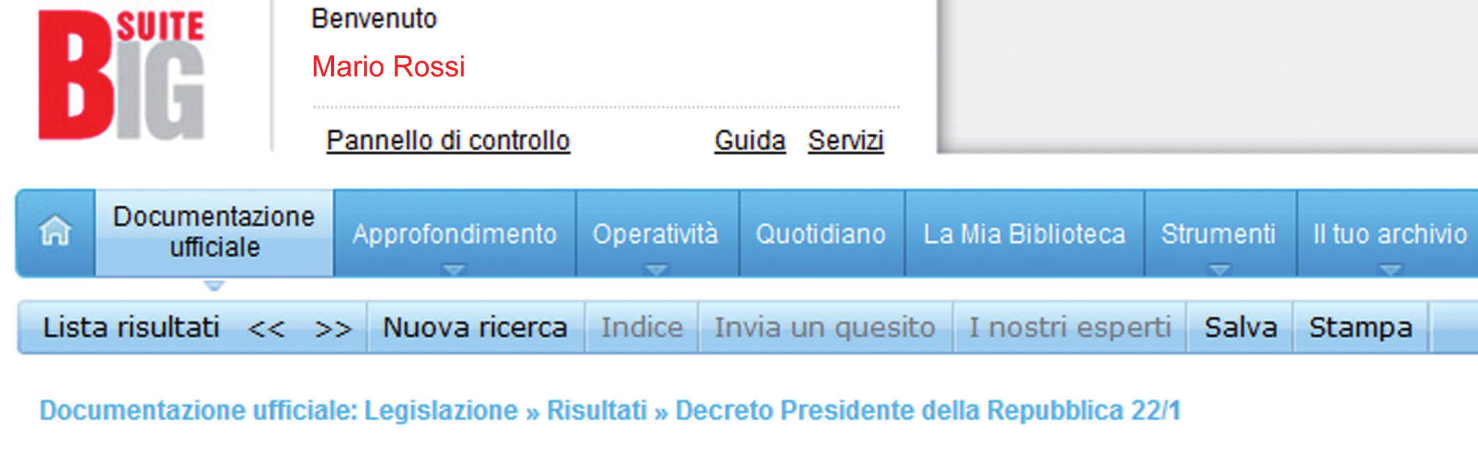 Briciole di pane Sopra il documento a video si visualizza in ogni momento una stringa che evidenzia il