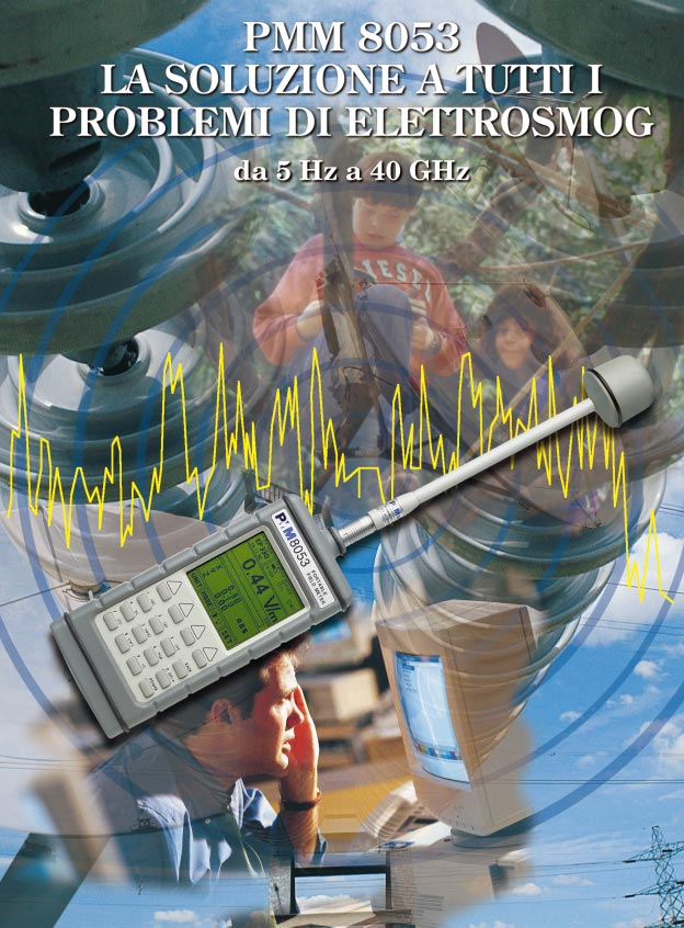 PMM 8053 MISURATORE DI CAMPI ELETTROMAGNETICI (vedere anche le specifiche del sensore utilizzato) Campo di misura Batterie interne ricaricabili al NiMH (5 x 1,2 V) 5 Hz - 40 GHz Tempo di