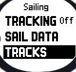3.5.3 Tracking (Tracciamento) La funzione Tracking immagazzina l angolo di rotta della posizione dell imbarcazione e la velocità nella memoria del Suunto M9 per un periodo di tempo prescelto.