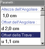 Per la modifica dell angolare è possibile agire su tre cursori: Cursore per lo spostamento dell asse dell angolare; Cursore per lo spostamento del filo superiore dell angolare; Cursore per lo