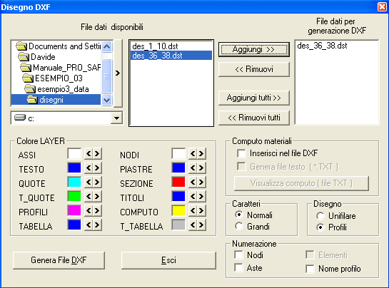 Permette di salvare il file con estensione.rtf nel percorso di salvataggio. La cartella di default è /Esempio3_data/rel/appendice_testi.